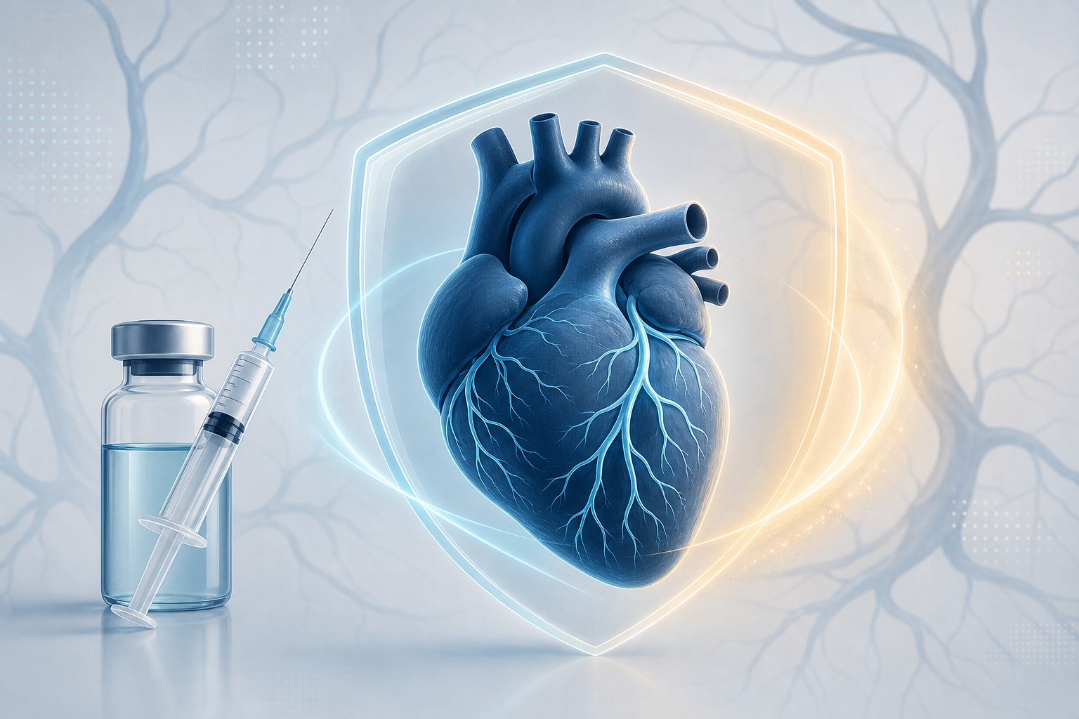 COVID-19 vaccine and cardiovascular protection — JAMA 2026 study editorial illustration